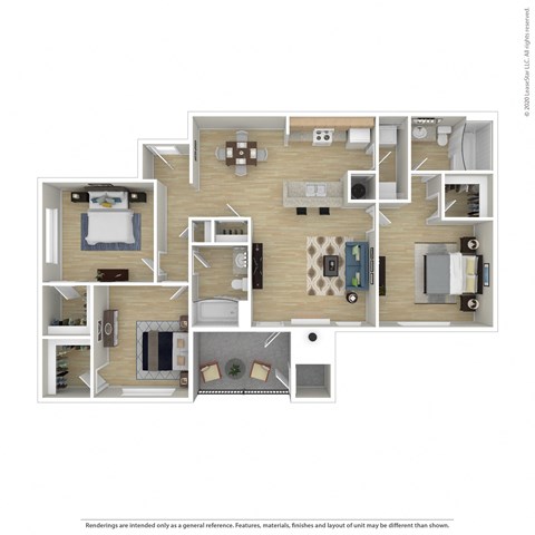 a 3d floor plan of a house with a bedroom and a living room